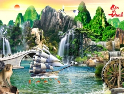 Tranh Dán Tường Sơn Thủy ST23