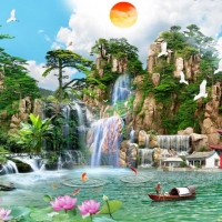 Tranh Dán Tường Sơn Thủy ST27 Tranh Dán Tường Sơn Thủy ST27