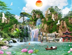 Tranh Dán Tường Sơn Thủy ST27