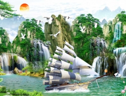 Tranh Dán Tường Sơn Thủy ST28