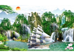 Tranh Dán Tường Sơn Thủy ST28