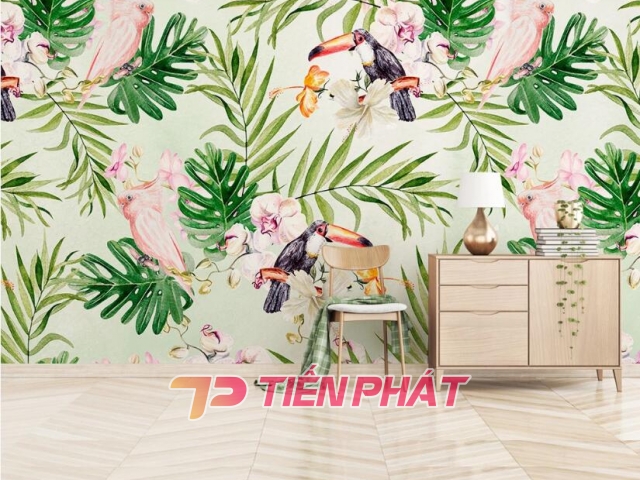 Tranh Dán Tường Lá Cây Và Chim Lc02 Tranh Dán Tường Lá Cây Và Chim Lc02