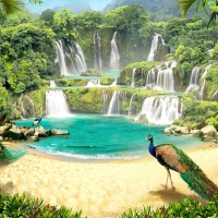 Tranh Dán Tường 3D Thác Nước Tiến Phát Decor Tntp94 Tranh Dán Tường 3D Thác Nước Tiến Phát Decor Tntp94