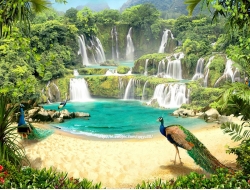 Tranh Dán Tường 3D Thác Nước Tiến Phát Decor Tntp94