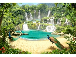 Tranh Dán Tường 3D Thác Nước Tiến Phát Decor Tntp94