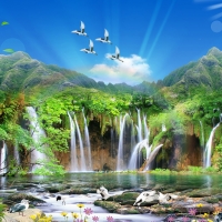 Tranh Dán Tường 3D Thác Nước Tiến Phát Decor Tntp25