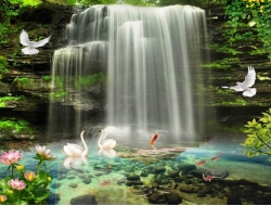 Tranh Dán Tường 3D Thác Nước Tiến Phát Decor Tntp74